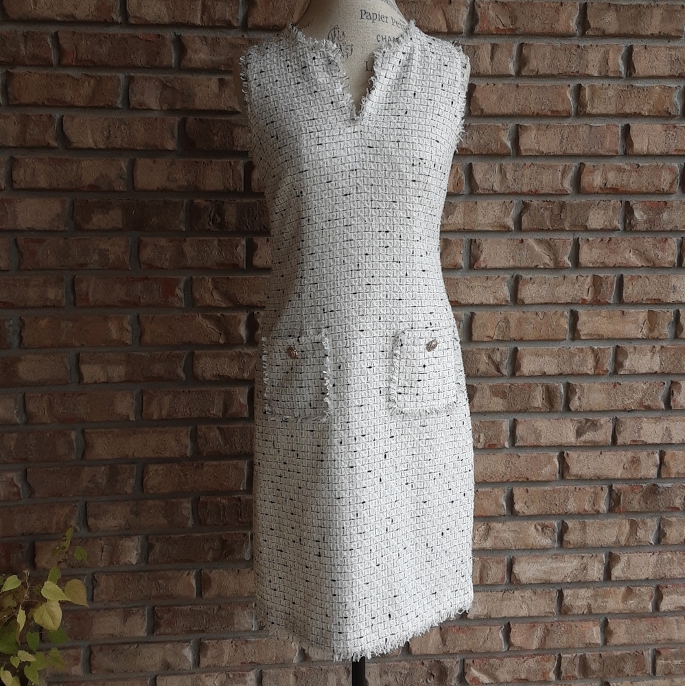 Karl Lagerfeld Paris sleeveless tweed dress.